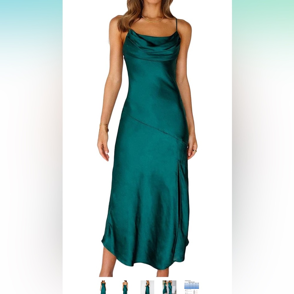 Green Satin Maxi Dress